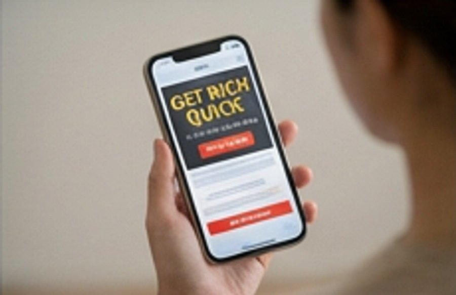 スマートフォンに表示された「稼げる」系広告バナー